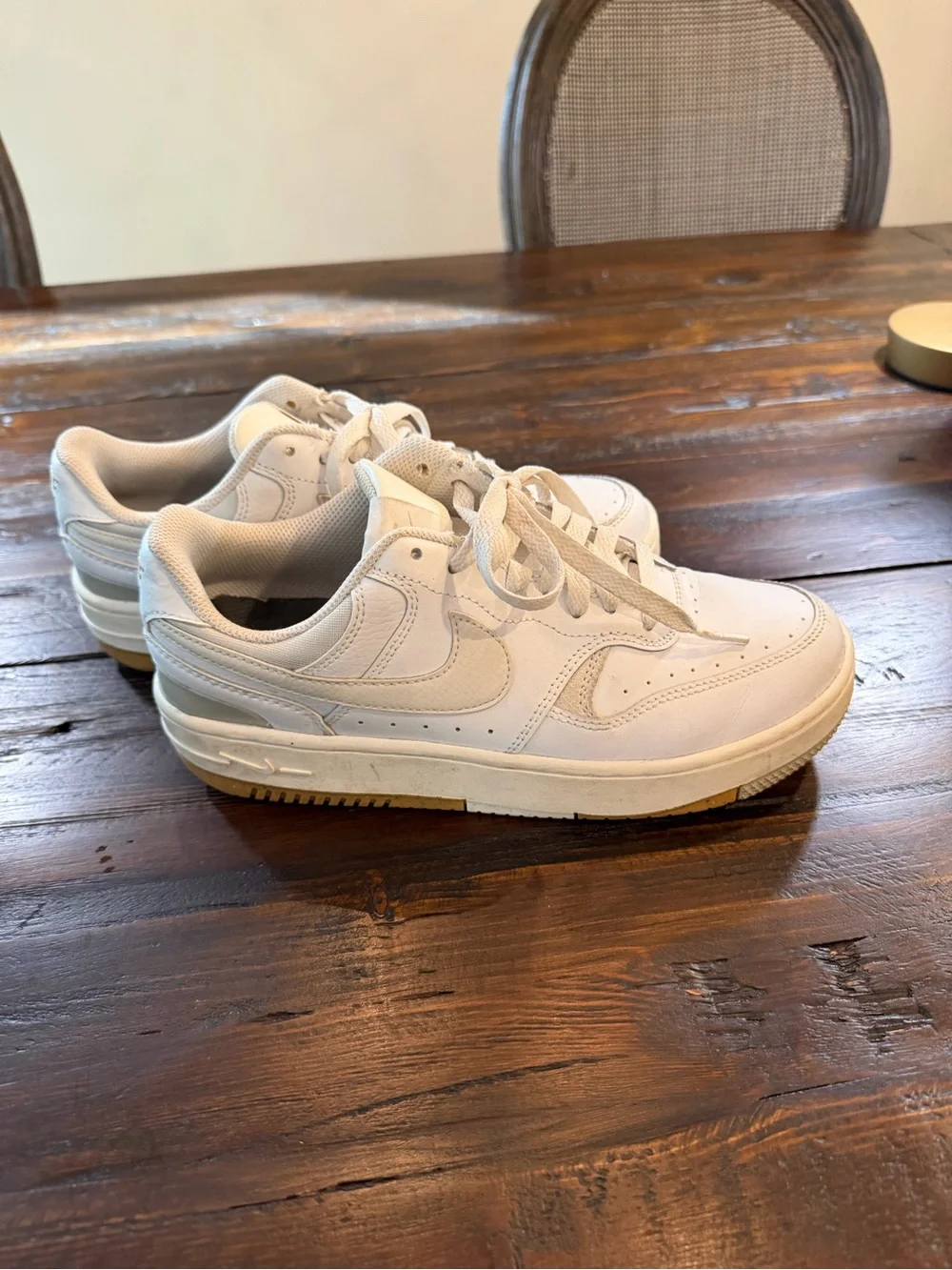 Nike Air Force Off-White/Cream Low-Top Sneakers - size 7.5